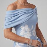 Cosma | Midi šaty s Bardot výstrihom a elegantným drapérom